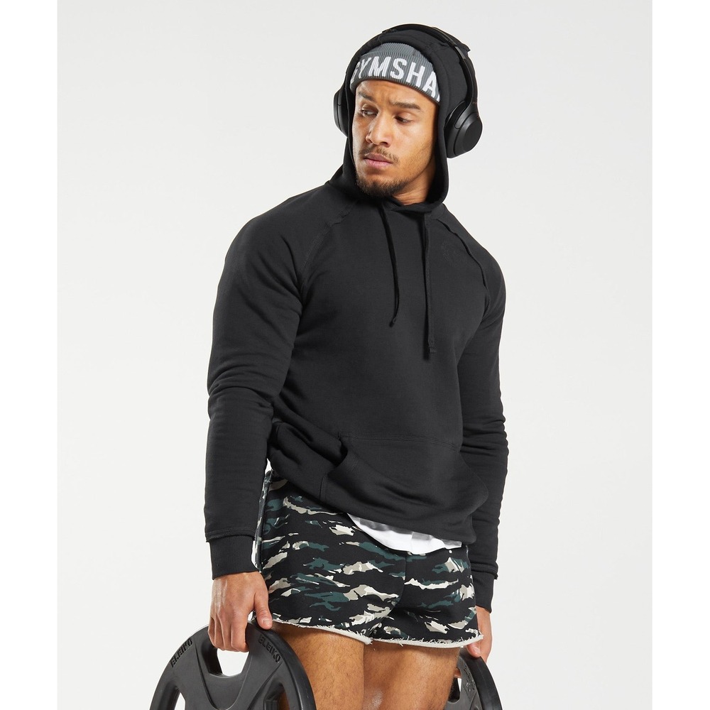 Gymshark Legacy Hoodie Mens Black Long Sleeve Pullover Gym Sweatshirt NWT